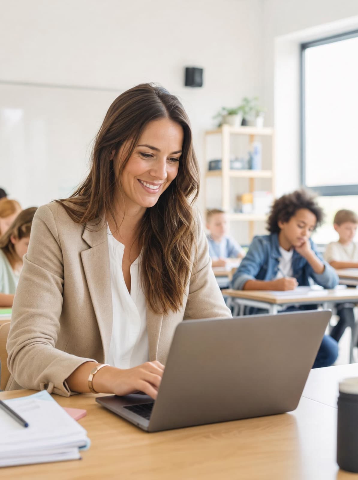 Docente usando Tiichers en su aula