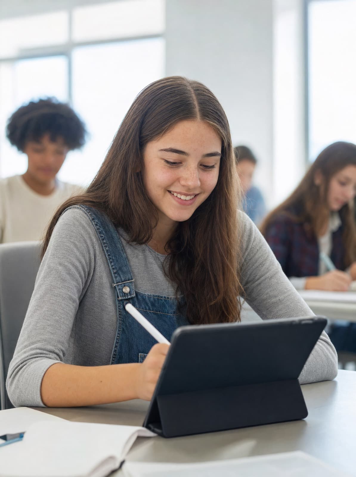 Estudiante usando Tiichers en una tablet